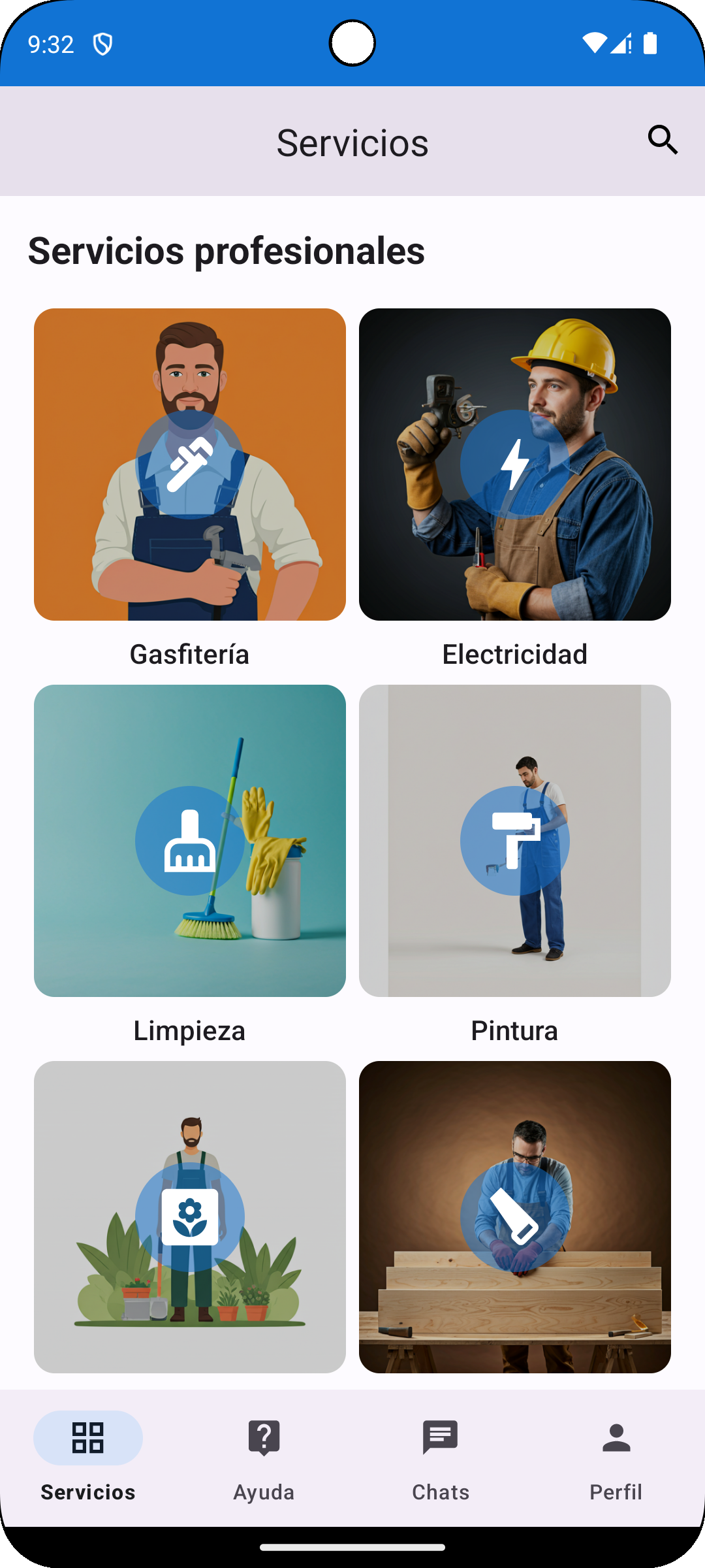 Vista de la app Sirve Todo